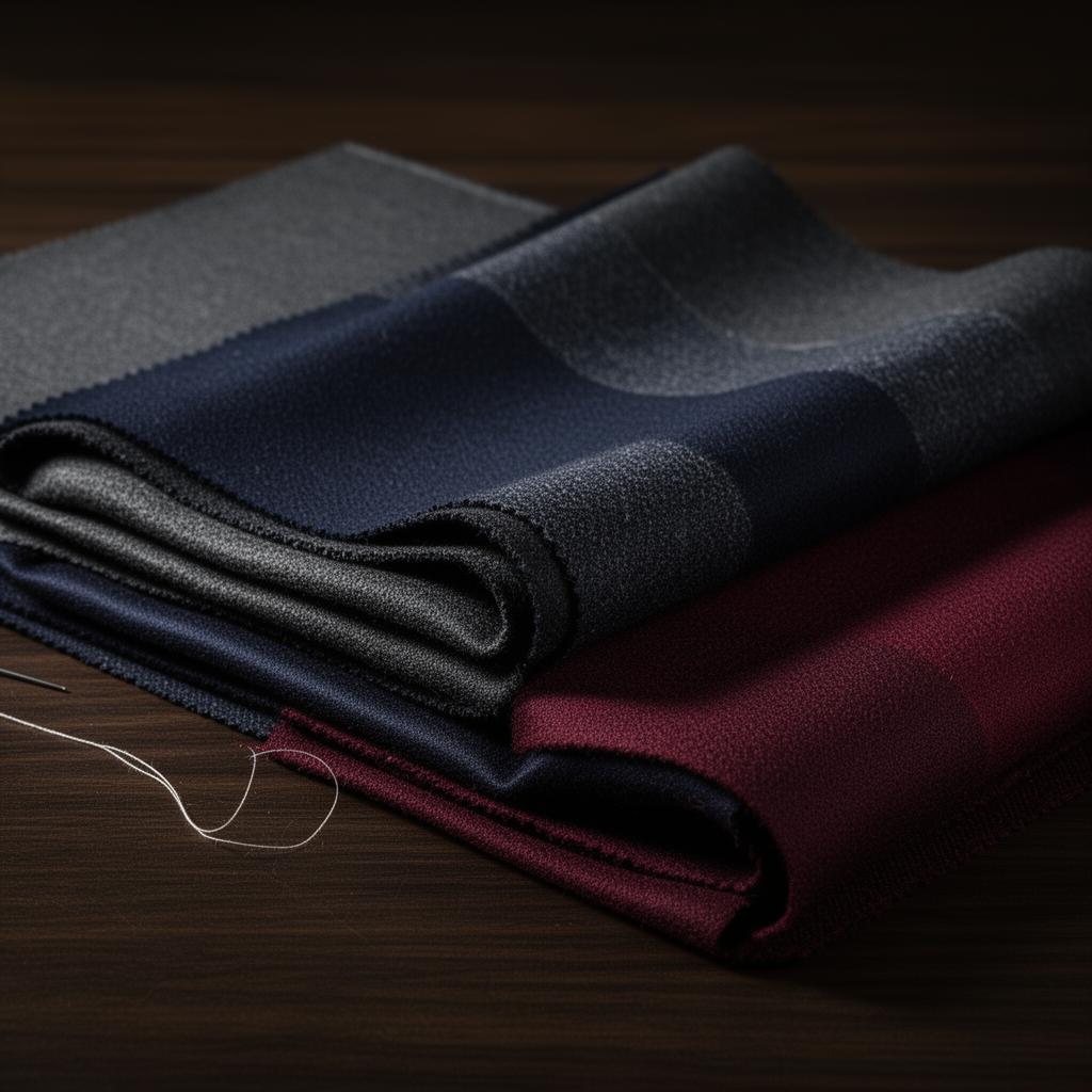 Premium wool and silk fabric swatches from Italian mills