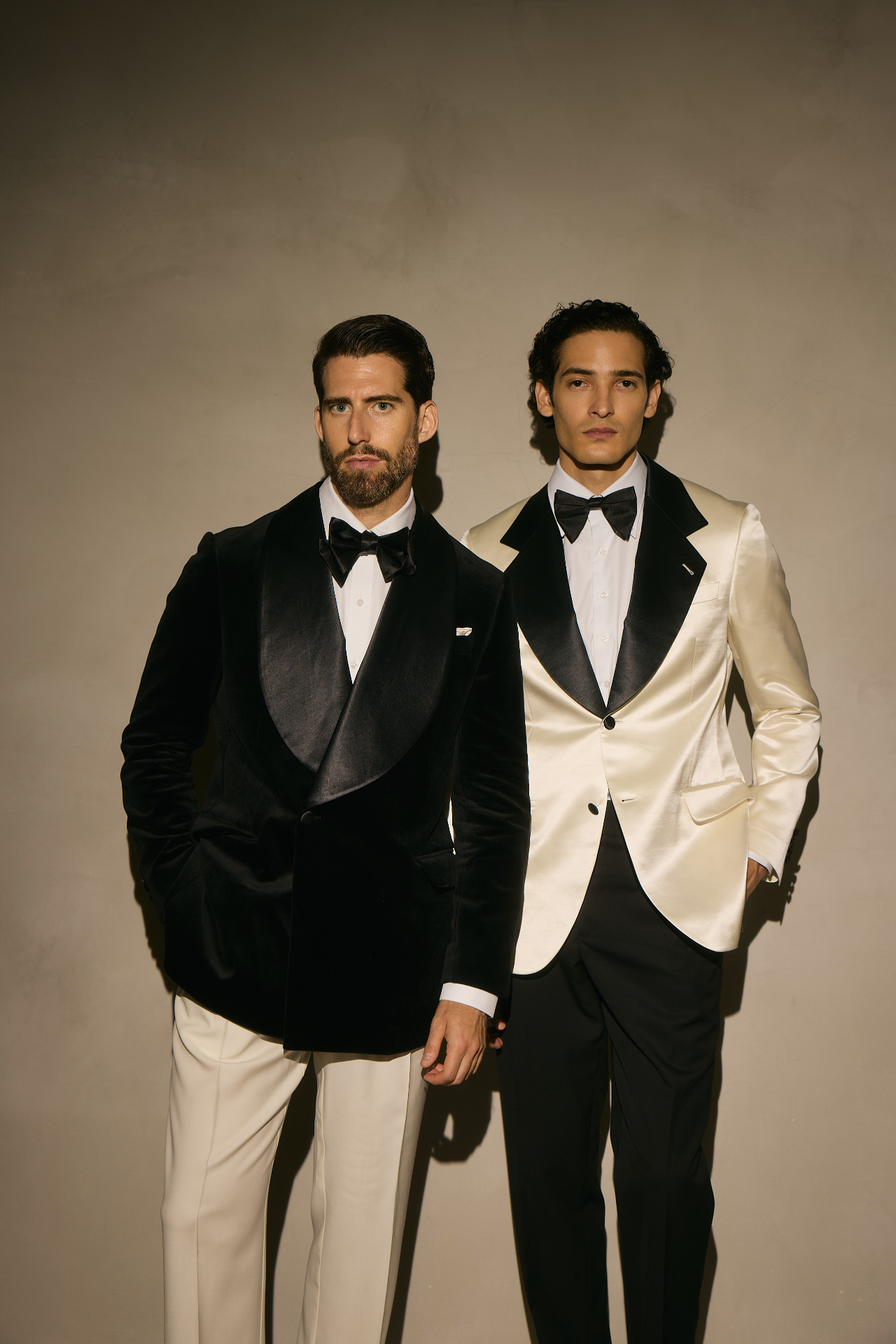 Classic black tuxedo with satin lapels for formal occasions